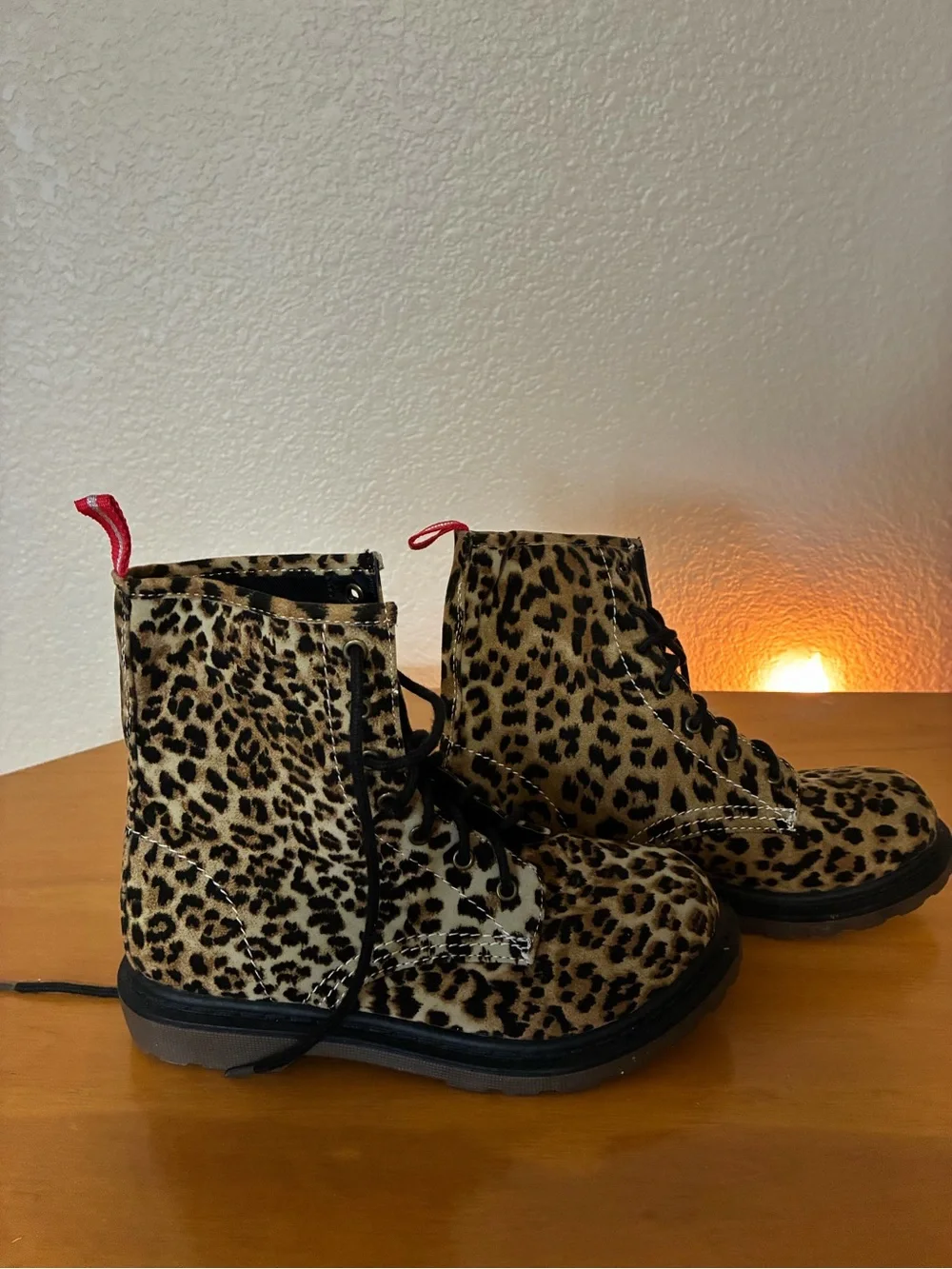 St. John's Bay Leopard Print Lace-Up Boots - Tan/Black